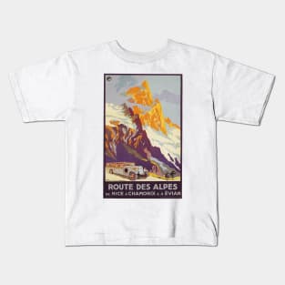 Route des Alpes Bus Service - Vintage French Travel Poster Kids T-Shirt